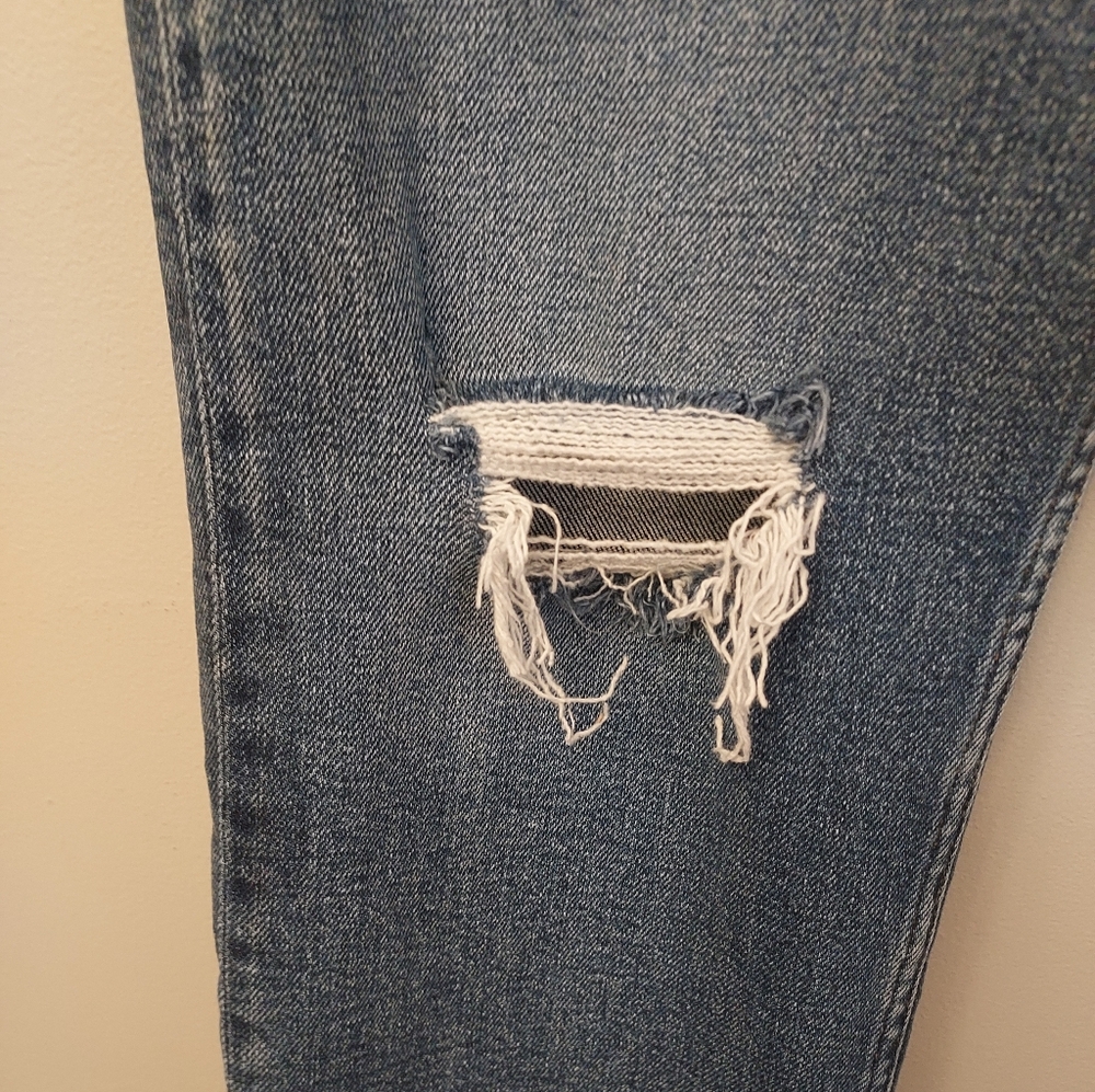 Re/Done Blue Denim Distressed Jeans Size 27 Button Fly Ankle - Picture 8 of 12